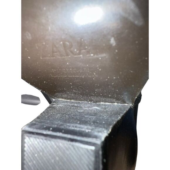 ZARA Black Leather Over-the-Knee Cowboy Boots 8.5 US / 39 EU Western Chic - Picture 14 of 15